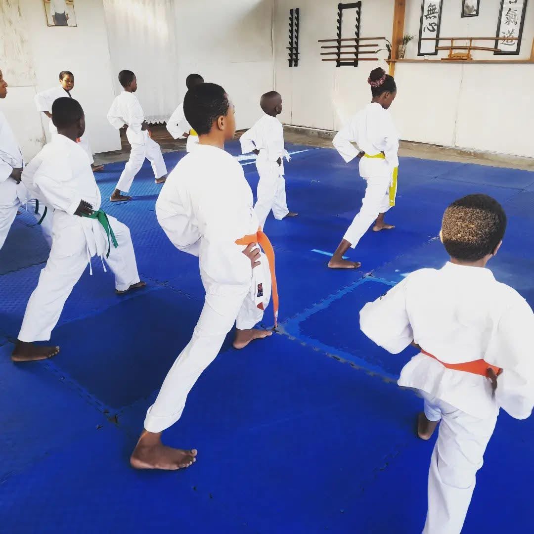 Enfants à l'entraînement au dojo, camp d'été